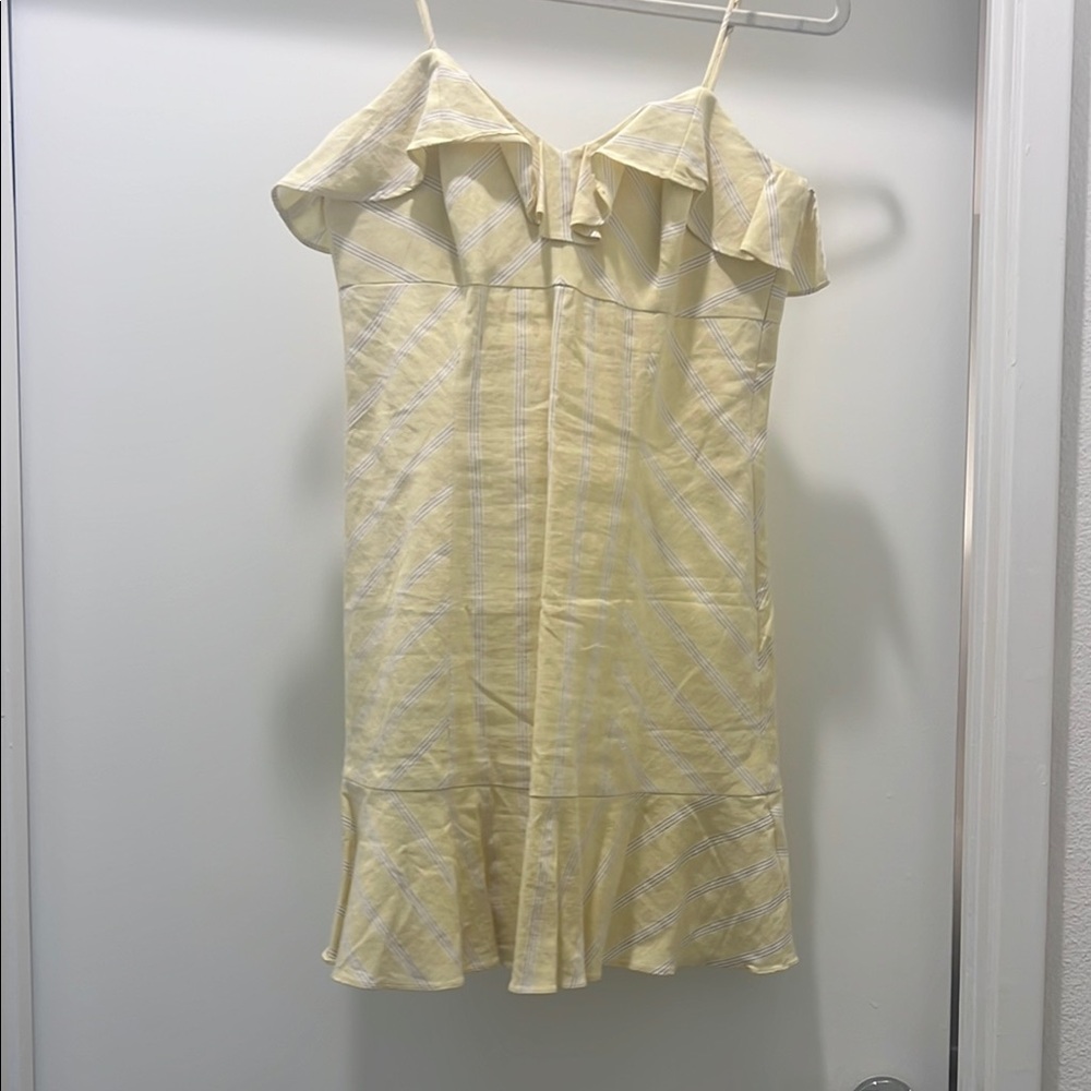 INTERMIX Yellow Off-Shoulder adjustable strap Dress